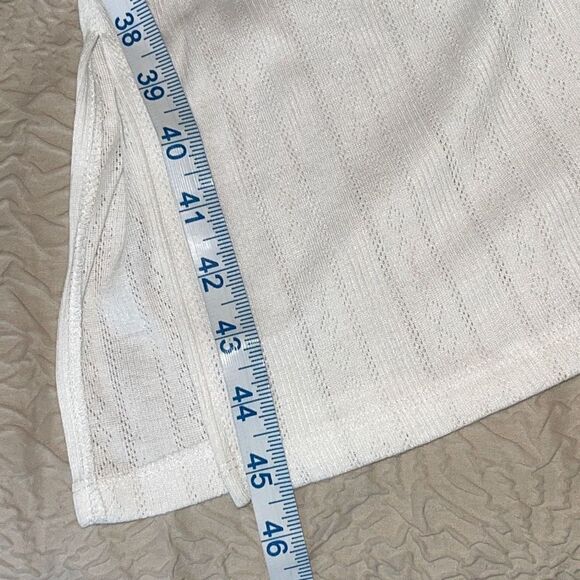 HONEY & T Women's Knit Dress Puffy Sleeves Woven Cotton Off White Size Large NWT - Picture 7 of 8